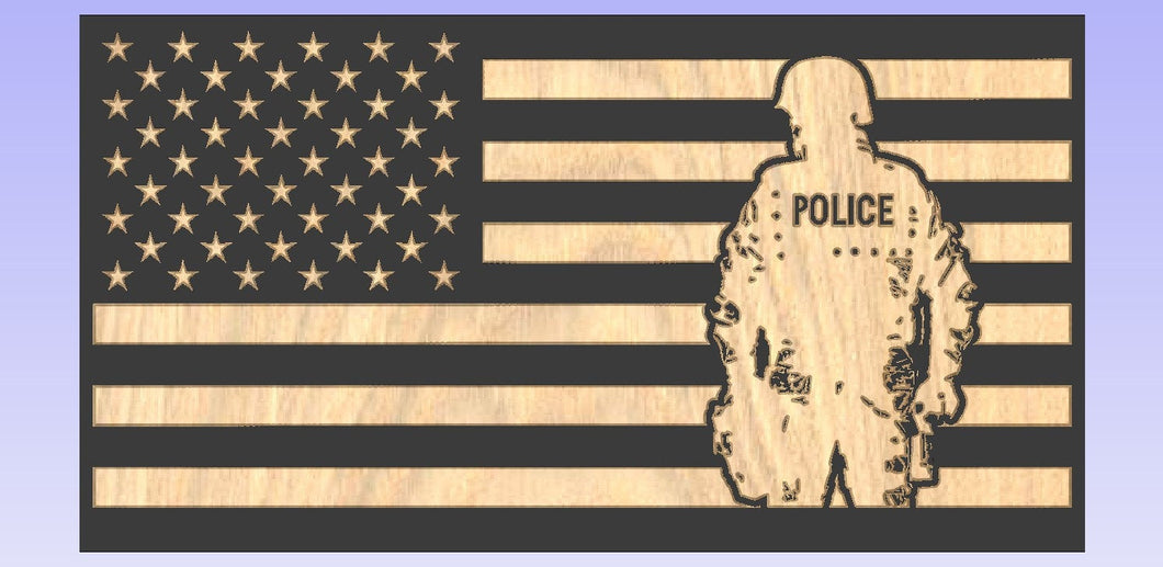 American Flag with Police Officer